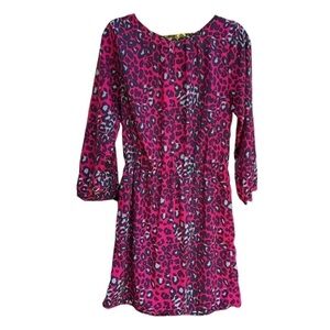 Vibrant Pink Animal Print Midi Dress